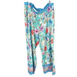 Tolani Collection Women 2X Floral Wide Leg Pant Vacation Travel Island Resort